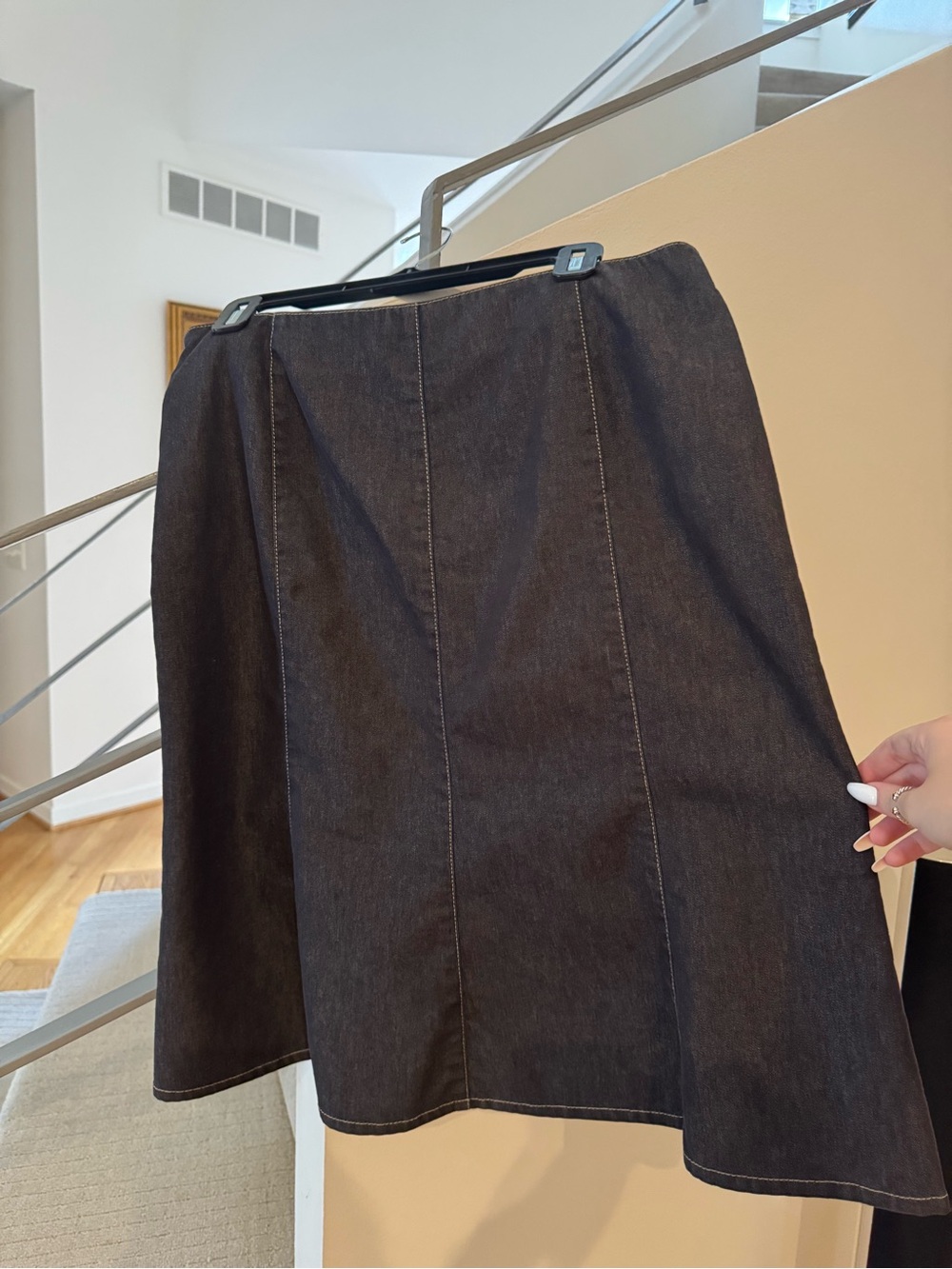 Classiques Entier Dark Wash Denim A-Line Midi Skirt - Size 12